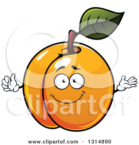 Clipart of a Cartoon Shiny Apricot Character Giving a Thumb up and Presenting - Royalty Free Vector Illustration by Vector Tradition SM