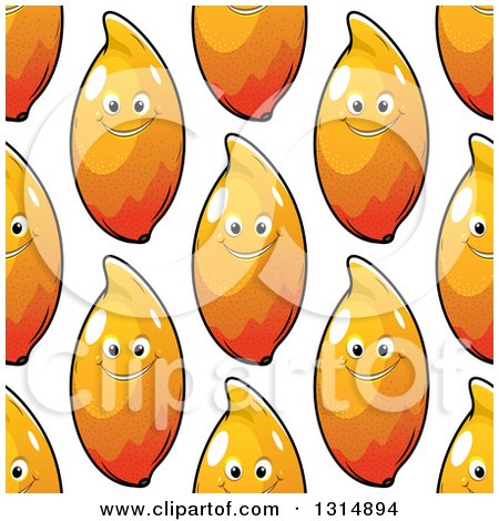 Clipart of a Seamless Pattern Background of a Cartoon Mango Character - Royalty Free Vector Illustration by Vector Tradition SM
