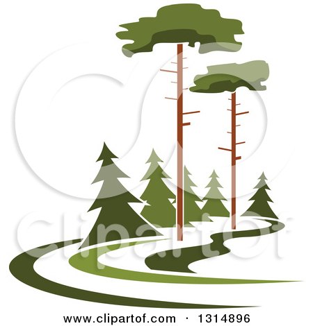 Clipart of a Park with Tall and Evergreen Trees - Royalty Free Vector Illustration by Vector Tradition SM