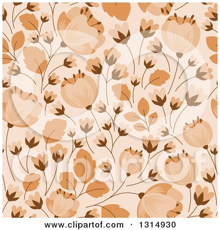 Clipart of a Seamless Tan and Brown Flower Pattern Background - Royalty Free Vector Illustration by Vector Tradition SM