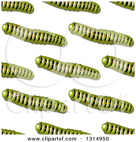 Clipart of a Seamless Background Pattern of Green Caterpillars - Royalty Free Vector Illustration by Vector Tradition SM