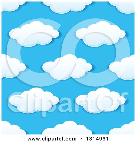 Clipart of a Seamless Pattern Background of Puffy Clouds in a Blue Sky 7 - Royalty Free Vector Illustration by Vector Tradition SM