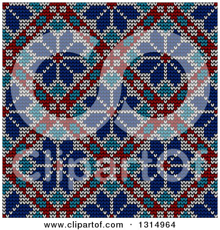 Clipart of a Blue White and Red Seamless Norwegian Embroidered Winter Pattern of Snowflakes in Diamonds - Royalty Free Vector Illustration by Vector Tradition SM