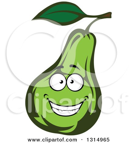 Clipart of a Cartoon Happy Smiling Green Pear Character - Royalty Free Vector Illustration by Vector Tradition SM