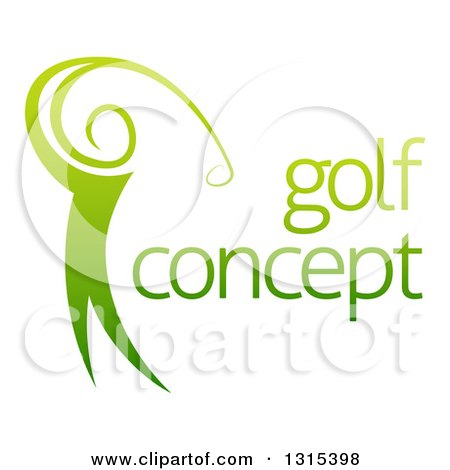 Clipart of a Gradient Green Golfer Man Swinging a Club with Sample Text 2 - Royalty Free Vector Illustration by AtStockIllustration