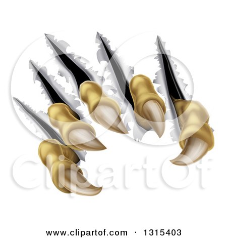 Clipart of Scary Claws Shredding Through Metal - Royalty Free Vector Illustration by AtStockIllustration