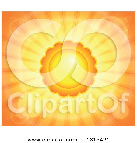 Clipart of a Cartoon Sun with Flares and Sunset Rays - Royalty Free Vector Illustration by visekart