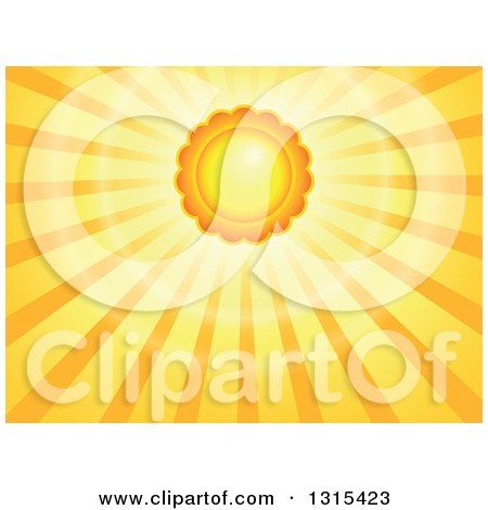 Clipart of a Cartoon Sun with Sunset Rays - Royalty Free Vector Illustration by visekart