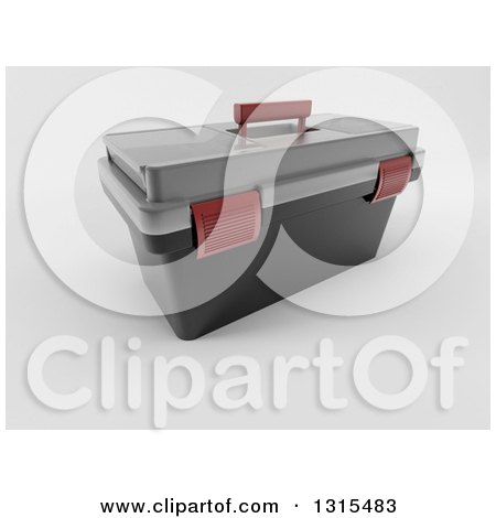 Clipart of a 3d Tool Box on a Shaded White Background - Royalty Free Illustration by KJ Pargeter