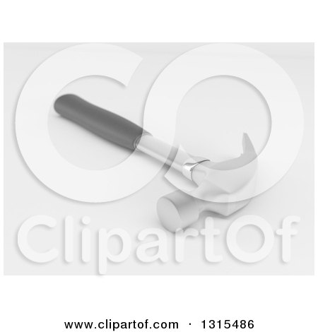 Clipart of a 3d Hammer on a Shaded White Background - Royalty Free Illustration by KJ Pargeter