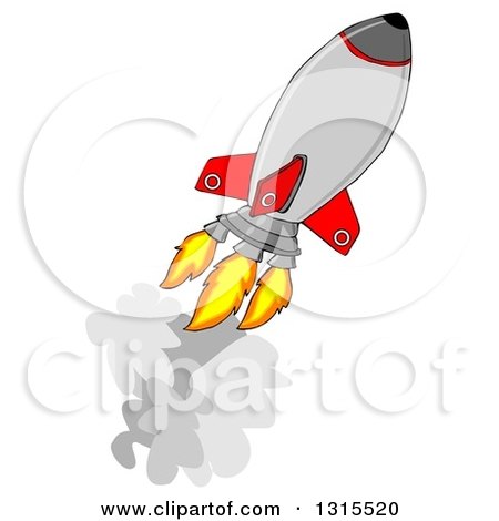 Clipart of a Cartoon Rocket Shooting off into Space - Royalty Free Illustration by djart