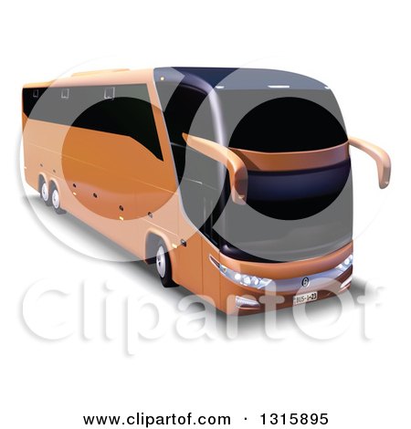 Clipart of a 3d Orange Tour Bus, with Shading on White - Royalty Free Vector Illustration by dero