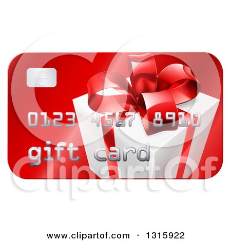 Clipart of a Red Gift Card with a Present Graphic - Royalty Free Vector Illustration by AtStockIllustration