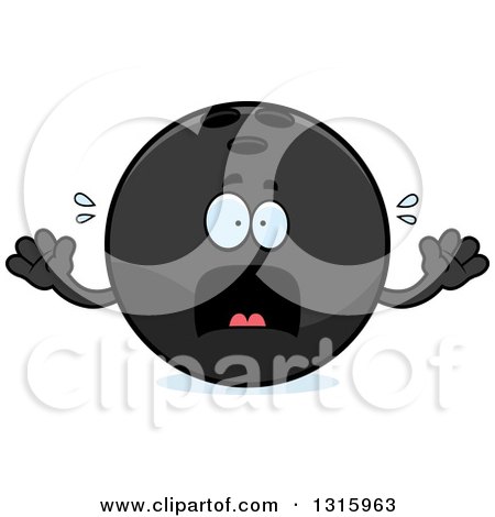 Clipart of a Cartoon Scared Black Bowling Ball Character Screaming - Royalty Free Vector Illustration by Cory Thoman