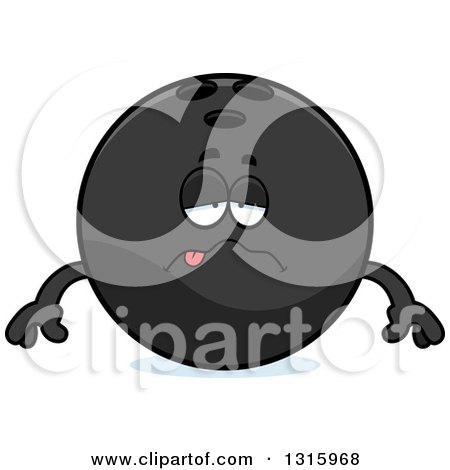Clipart of a Cartoon Sick Black Bowling Ball Character - Royalty Free Vector Illustration by Cory Thoman