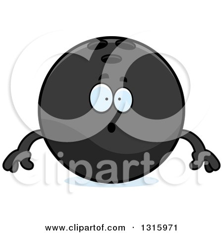 Clipart of a Cartoon Surprised Black Bowling Ball Character Gasping - Royalty Free Vector Illustration by Cory Thoman