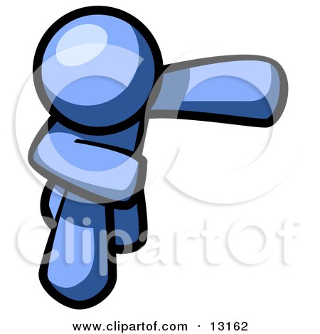 Blue Man Bowing Clipart Illustration by Leo Blanchette