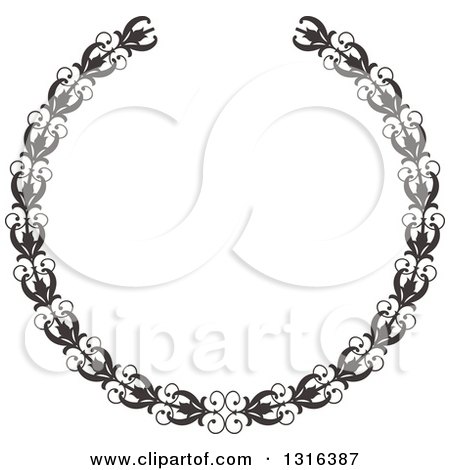 Clipart of a Black and White Laurel Wreath Design 10 - Royalty Free Vector Illustration by KJ Pargeter