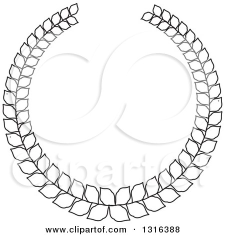 Clipart of a Black and White Laurel Wreath Design 11 - Royalty Free Vector Illustration by KJ Pargeter