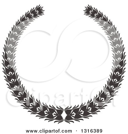 Clipart of a Black and White Laurel Wreath Design 12 - Royalty Free Vector Illustration by KJ Pargeter