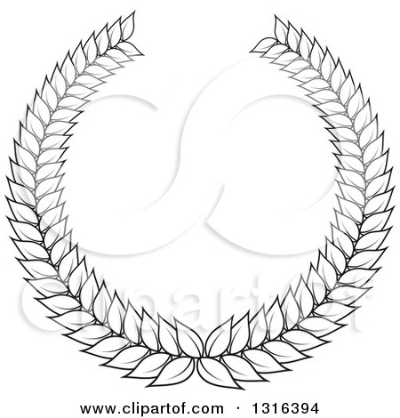Clipart of a Black and White Laurel Wreath Design 6 - Royalty Free Vector Illustration by KJ Pargeter