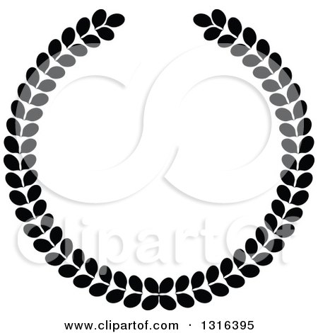 Clipart of a Black and White Laurel Wreath Design 7 - Royalty Free Vector Illustration by KJ Pargeter