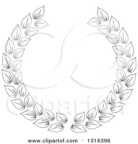 Clipart of a Black and White Laurel Wreath Design 8 - Royalty Free Vector Illustration by KJ Pargeter