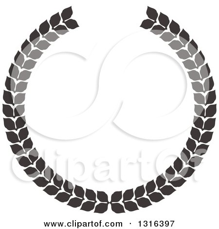 Clipart of a Black and White Laurel Wreath Design 9 - Royalty Free Vector Illustration by KJ Pargeter
