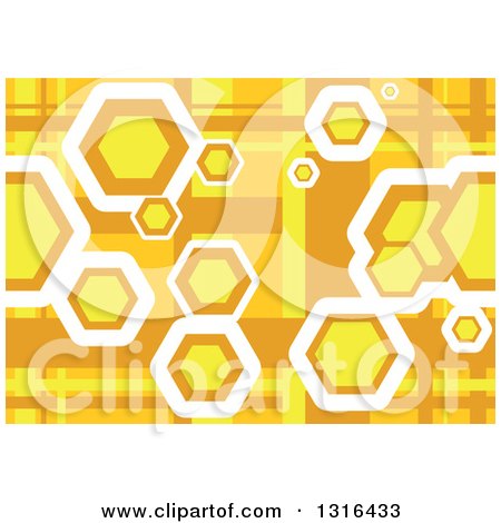 Clipart of a Yellow and Orange Geometric Background with Hexagons - Royalty Free Vector Illustration by dero