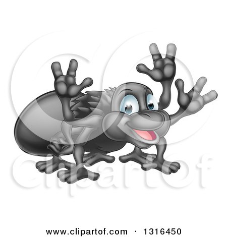 Clipart of a Cartoon Happy Spider Waving with Multiple Hands - Royalty Free Vector Illustration by AtStockIllustration