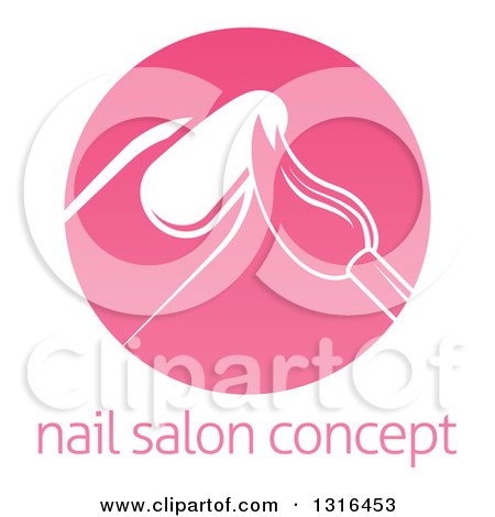 Clipart of a Round Pink Nail Polish Manicure Logo with Sample Text - Royalty Free Vector Illustration by AtStockIllustration