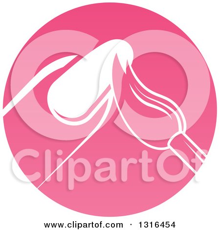 Clipart of a Round Pink Nail Polish Manicure Logo - Royalty Free Vector Illustration by AtStockIllustration