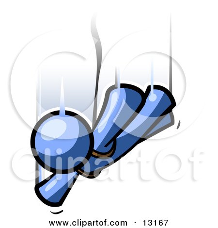 Blue Man Free Falling While Skydiving Clipart Illustration by Leo Blanchette