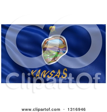 Clipart of a 3d Rippling State Flag of Kansas, USA - Royalty Free Illustration by stockillustrations