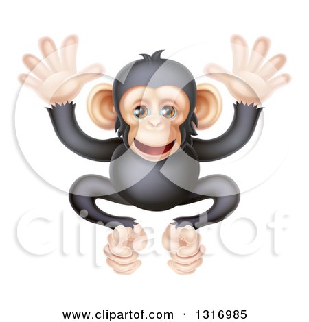 Clipart of a Cartoon Black and Tan Happy Baby Chimpanzee Monkey - Royalty Free Vector Illustration by AtStockIllustration