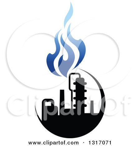 Clipart of a Black and Blue Natural Gas and Flame Design 8 - Royalty Free Vector Illustration by Vector Tradition SM