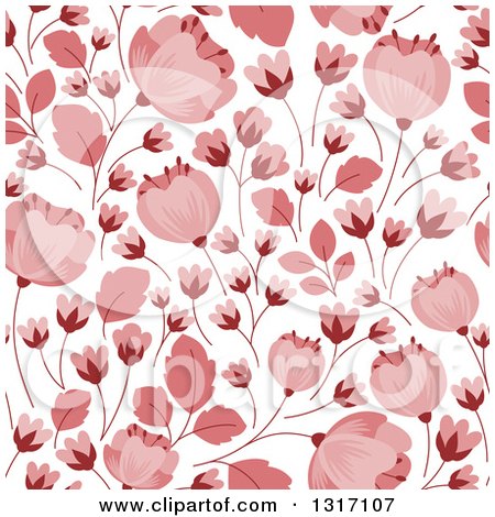 Clipart of a Seamless Pink Floral Background Pattern - Royalty Free Vector Illustration by Vector Tradition SM