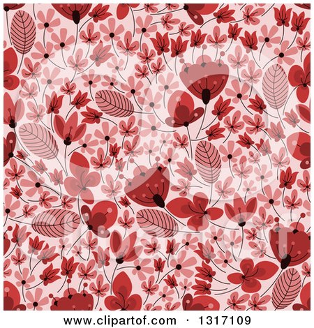 Clipart of a Seamless Red Floral Background Pattern - Royalty Free Vector Illustration by Vector Tradition SM