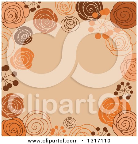Clipart of a Retro Doodled Brown Orange and Tan Background with Text Space - Royalty Free Vector Illustration by Vector Tradition SM