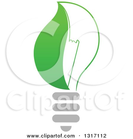 Clipart of a Half Leaf Half Glass Light Bulb - Royalty Free Vector Illustration by Vector Tradition SM