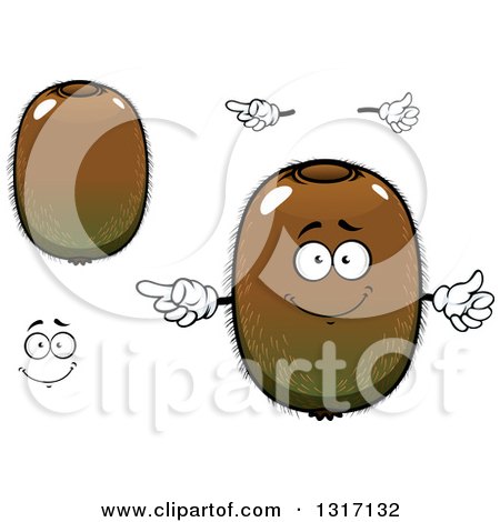Clipart of a Cartoon Face, Hands and Kiwi Fruits - Royalty Free Vector Illustration by Vector Tradition SM