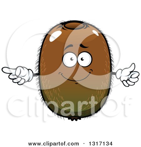 Clipart of a Cartoon Kiwi Fruit Character Pointing and Giving a Thumb up - Royalty Free Vector Illustration by Vector Tradition SM