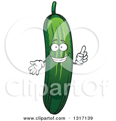 Clipart of a Cartoon Cucumber Character Holding up a Finger - Royalty Free Vector Illustration by Vector Tradition SM