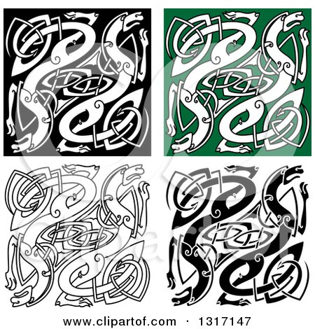 Clipart of Celtic Knot Dragons - Royalty Free Vector Illustration by ...
