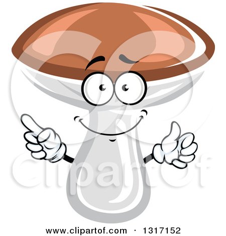 Clipart of a Cartoon Forest Mushroom Character Giving a Thumb up and Pointing - Royalty Free Vector Illustration by Vector Tradition SM