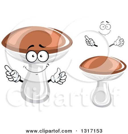 Clipart of a Cartoon Face, Hands and Forest Mushrooms - Royalty Free Vector Illustration by Vector Tradition SM