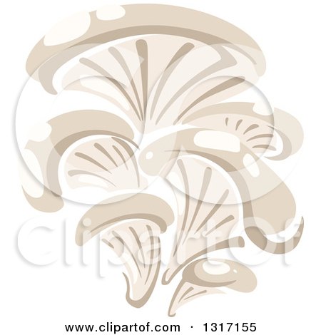 Clipart of a Cartoon Oyster Mushrooms - Royalty Free Vector Illustration by Vector Tradition SM