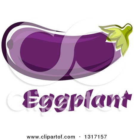 Clipart of a Cartoon Purple Eggplant over Text - Royalty Free Vector Illustration by Vector Tradition SM