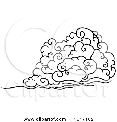 Clipart of a Black and White Swirly Cloud and Wind 10 - Royalty Free Vector Illustration by Vector Tradition SM