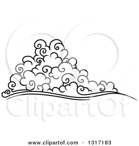 Clipart of a Black and White Swirly Cloud and Wind 11 - Royalty Free Vector Illustration by Vector Tradition SM